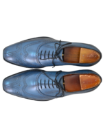 Handcrafted Zinc Leather Wing Tip Oxford Shoes | Elegant Hand-Painted Men's Lace-Up Dress Footwear - Image 7