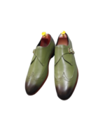 Premium Handmade Leather Wing Tip Shoes – Green Lace-Up with Leather Sole for Men | Size 7-14 - Image 3
