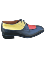 Handmade Triple Tone Genuine Leather Lace-Up Hand-Painted Split Toe Oxford Dress Shoes - Image 2