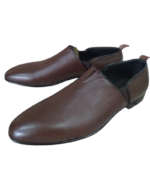 Handmade Camel Color Full Grained Genuine Calf Leather Stylish Loafers Slip-On Pumps Dress Shoes - Image 9
