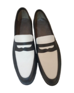 Handcrafted White & Black Leather Loafers – Genuine Calf Leather | Sizes 7-14 - Image 9