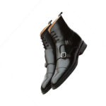 Premium Handmade Black Leather Monk Strap Boots for Men – Genuine Leather | Sizes 7-14 - Image 5