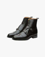 Premium Handmade Black Leather Monk Strap Boots for Men – Genuine Leather | Sizes 7-14 - Image 2