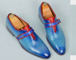 Men's Handmade Genuine Leather Monk Strap Shoes – Blue, Leather Sole, Comfortable & Durable - Image 7