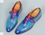 Men's Handmade Genuine Leather Monk Strap Shoes – Blue, Leather Sole, Comfortable & Durable - Image 6
