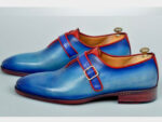 Men's Handmade Genuine Leather Monk Strap Shoes – Blue, Leather Sole, Comfortable & Durable - Image 4