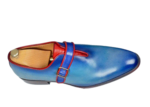 Men's Handmade Genuine Leather Monk Strap Shoes – Blue, Leather Sole, Comfortable & Durable - Image 3