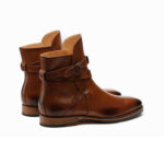 Handmade Tan Color Genuine Leather Stylish Rounded Strap Jodhpurs Dress Boots - Image 5