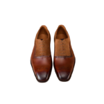 Handcrafted Brown Leather & Suede Oxford Brogue Derby Shoes | Elegant Men's Lace-Up Dress Shoes