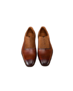Handcrafted Brown Leather & Suede Oxford Brogue Derby Shoes | Elegant Men's Lace-Up Dress Shoes