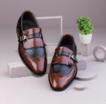 Handmade Brown Leather Monk Strap Shoes – Genuine Leather Sole | Sizes 7-14 - Image 4
