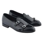 Handmade Black Leather Monk Strap Shoes for Men – Genuine Calf Leather | Sizes 7-14 - Image 3