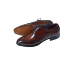 Handcrafted Chocolate Brown Leather Wing Tip Brogue Oxford Shoes | Elegant Hand-Painted Men's Lace-Up Dress Footwear