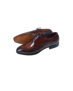 Handcrafted Chocolate Brown Leather Wing Tip Brogue Oxford Shoes | Elegant Hand-Painted Men's Lace-Up Dress Footwear