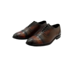 Handcrafted Chocolate Brown Alligator Textured Leather Cap Toe Oxford Shoes | Elegant Men's Lace-Up Dress Footwear