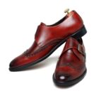 Elegant Handmade Monk Strap Shoes – Maroon Leather (Sizes 7-14) - Image 3