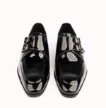 Handmade Black Leather Monk Strap Shoes for Men | Genuine Leather, Leather Sole, Size 7-14 - Image 2