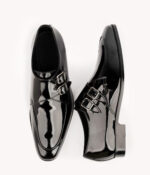 Handmade Black Leather Monk Strap Shoes for Men | Genuine Leather, Leather Sole, Size 7-14 - Image 5