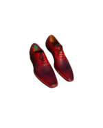 Handcrafted Burgundy & Red Leather Oxford Dress Shoes | Elegant Men's Two-Tone Lace-Up Footwear