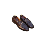 Elegant Dark Tan Leather Loafers – Handmade Shoes for Men (Sizes 7-14)