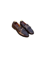 Elegant Dark Tan Leather Loafers – Handmade Shoes for Men (Sizes 7-14)
