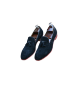 Premium Handmade Black Leather Loafers for Men | Genuine Calf Suede, Leather Sole, Size 7-14