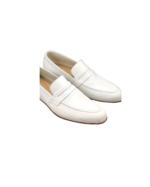 Handmade White Color Genuine Leather Apron Toe Loafers Dress Shoes