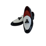 Handmade Black & White Leather Loafers for Men - Genuine Calf Leather | Sizes 7-14
