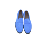 Handmade Blue Genuine Calf Leather Loafers – Premium Leather Slip-On Shoes for Men