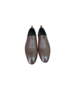 Handmade Camel Color Full Grained Genuine Calf Leather Stylish Loafers Slip-On Pumps Dress Shoes