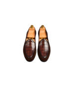 Handmade Brown Leather & Suede Loafers for Men | Premium Slip-On Shoes with Leather Sole