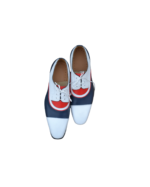 Handcrafted Triple Tone Leather Oxford Shoes | Elegant Hand-Painted Men's Lace-Up Dress Footwear