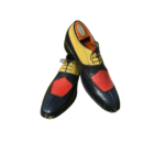 Handmade Triple Tone Genuine Leather Lace-Up Hand-Painted Split Toe Oxford Dress Shoes
