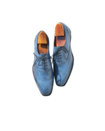 Handcrafted Zinc Leather Wing Tip Oxford Shoes | Elegant Hand-Painted Men's Lace-Up Dress Footwear