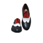 Handcrafted White & Red Leather Wing Tip Brogue Oxford Shoes | Elegant Men's Two-Tone Lace-Up Dress Footwear