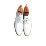 Handcrafted White Leather Wing Tip Brogue Oxford Shoes | Elegant Men's Lace-Up Dress Footwear