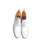 Handcrafted White Leather Wing Tip Brogue Oxford Shoes | Elegant Men's Lace-Up Dress Footwear