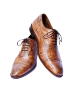 Handmade Tan Brown Patina Color Genuine Leather Stylish Cap Toe Hand Painted Oxfords Dress Shoes - Image 3