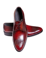 Handmade Burgundy Lace-Up Leather Shoes for Men | Premium Leather Oxfords | Sizes 7-14 - Image 2