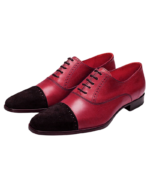 Handmade Cress Lace-Up Shoes for Men – Leather & Suede in Burgundy - Image 2