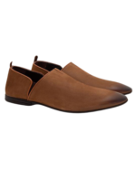 Handmade Camel Color Full Grained Genuine Calf Leather Stylish Loafers Slip-On Pumps Dress Shoes - Image 3