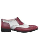 Handmade Burgundy & White Wing Tip Leather Shoes for Men | Premium Genuine Leather, Sizes 7-14 - Image 3