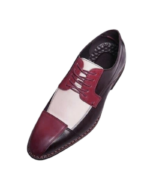 Handmade Burgundy & White Leather Cap Toe Shoes for Men | Premium Genuine Leather, Sizes 7-14 - Image 3