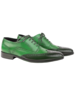 Premium Handmade Leather Wing Tip Shoes – Elegant Green (Sizes 7-14) - Image 3