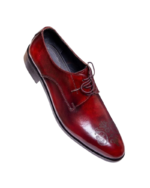 Handmade Burgundy Lace-Up Leather Shoes for Men | Premium Leather Oxfords | Sizes 7-14 - Image 3