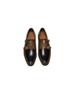 Handmade Purple Genuine Leather Monk Strap Shoes – Premium Leather Slip-On Shoes for Men