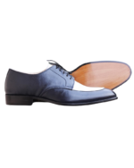Handmade Blue & White Genuine Leather Lace-Up Round Toe Shoes – Premium Quality, Comfortable Dress Shoes for Men - Image 3