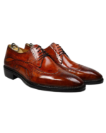Classic Chocolate Brown Wing Tip Shoes – Handmade Leather (Sizes 7-14) - Image 3