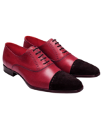 Handmade Cress Lace-Up Shoes for Men – Leather & Suede in Burgundy - Image 3