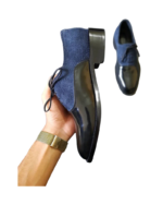 Men's Handmade Genuine Leather Cress Lace-Up Shoes – Premium Leather, Blue Derby Style with Leather Sole - Image 7
